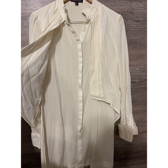 Marchesa Voyage Women Ivory Sz 2 Small Silk Top Blouse Cottagecore Peasant - Picture 7 of 9